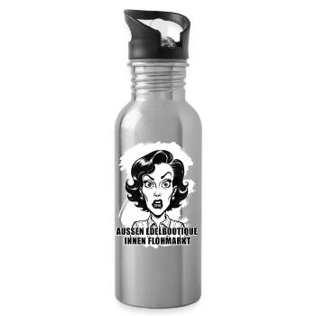High-end boutique on the outside, flea market character on the inside - Water bottle with straw - silver - Right