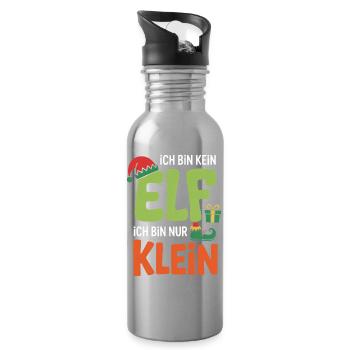 Ich bin kein ELF, ich bin nur Klein - Trinkflasche mit integriertem Trinkhalm - Lightsilver - Rechts