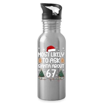 Most Likely To Ask Santa About 67 - Water bottle with straw - silver - Right