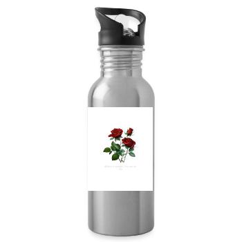Rosenmotiv Erweckt das Leben... - Trinkflasche mit integriertem Trinkhalm - Lightsilver - Rechts