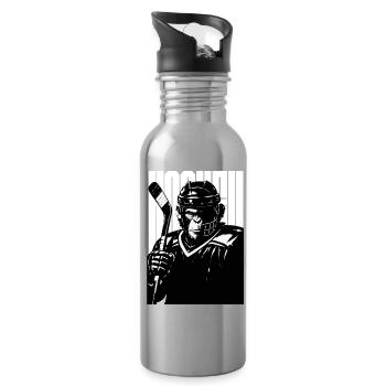 Bold Hockey Monkey  - Water bottle with straw - silver - Right