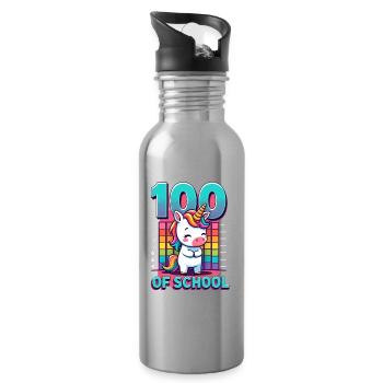 100th Day Of School 100 Day Of School Kids - Water bottle with straw - silver - Right