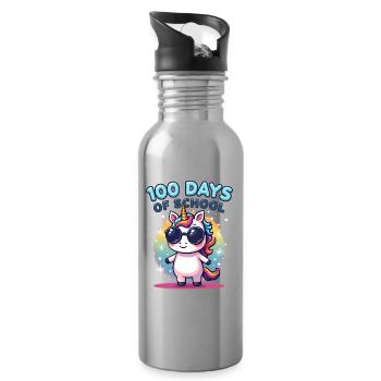 100th Day Of School 100 Day Of School Kids - Water bottle with straw - silver - Right