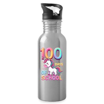 100th Day Of School 100 Day Of School Kids - Water bottle with straw - silver - Right