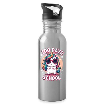 100th Day Of School 100 Day Of School Kids - Trinkflasche mit integriertem Trinkhalm - Lightsilver - Rechts