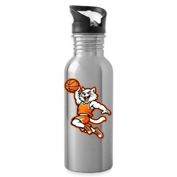 Mascotte du Chat de Dunk de basket en colère - Gourde avec paille intégrée - argent clair - Droite