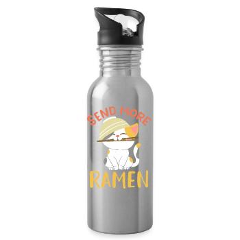 Send More Ramen Cute Kawaii Cat Noodle Art - Trinkflasche mit integriertem Trinkhalm - Lightsilver - Rechts