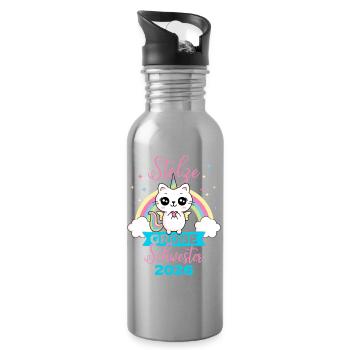 Stolze Große Schwester 2026 Schwangerschaft Katze - Trinkflasche mit integriertem Trinkhalm - Lightsilver - Rechts