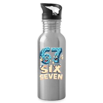 US Flag 67 Memes Six Seven - Water bottle with straw - silver - Right