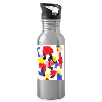 Buntes abstraktes Muster - Trinkflasche mit integriertem Trinkhalm - Lightsilver - Rechts