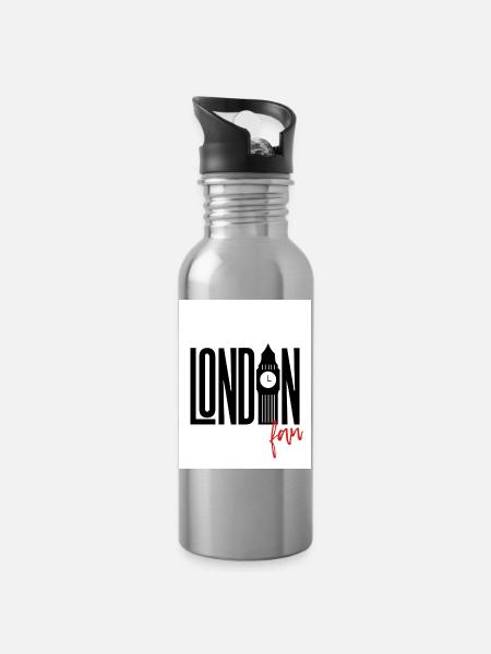 Fan de Londres - Gourde avec paille intégrée - argent clair