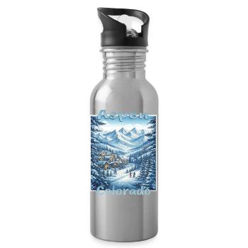 Aspen Colorado Wintersport Ski Snowboard Winterurl - Trinkflasche mit integriertem Trinkhalm - Lightsilver - Rechts