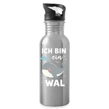 Whale Sea Creature Underwater Costume Carnival Fish - Water bottle with straw - silver - Right