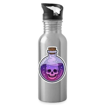 Lila Schädel im Mystic Fläschchen - Trinkflasche mit integriertem Trinkhalm - Lightsilver - Rechts