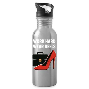 Business Babe : Talons à la Travail Dur - Gourde avec paille intégrée - argent clair - Droite