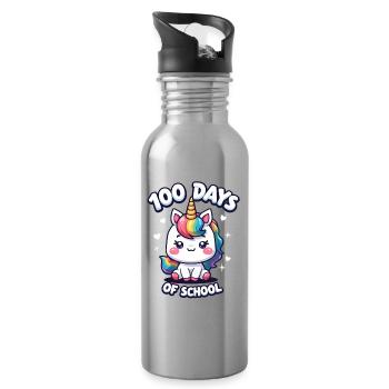 100th Day Of School 100 Day Of School Kids - Water bottle with straw - silver - Right