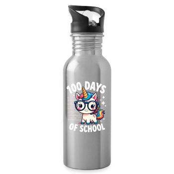 100th Day Of School 100 Day Of School Kids - Trinkflasche mit integriertem Trinkhalm - Lightsilver - Rechts