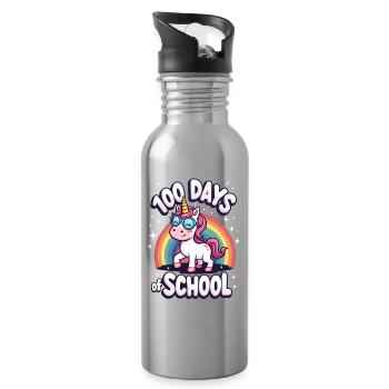 100th Day Of School 100 Day Of School Kids - Trinkflasche mit integriertem Trinkhalm - Lightsilver - Rechts