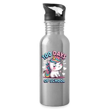 100th Day Of School 100 Day Of School Kids - Trinkflasche mit integriertem Trinkhalm - Lightsilver - Rechts