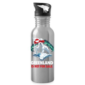 Drapeau de l’ours du Groenland Non à vendre - Gourde avec paille intégrée - argent clair - Droite