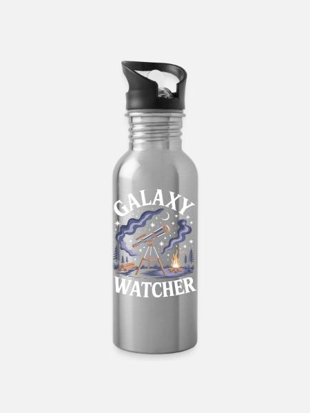 Galaxy Watcher - Trinkflasche mit integriertem Trinkhalm - Lightsilver