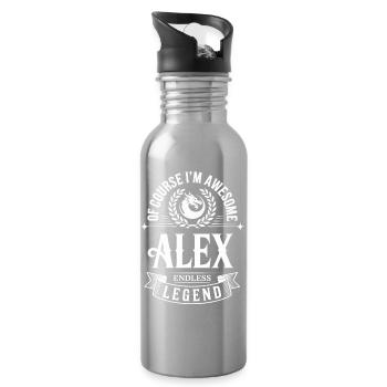 Alex Name – Die endlose Legende, einfach großartig - Trinkflasche mit integriertem Trinkhalm - Lightsilver - Rechts