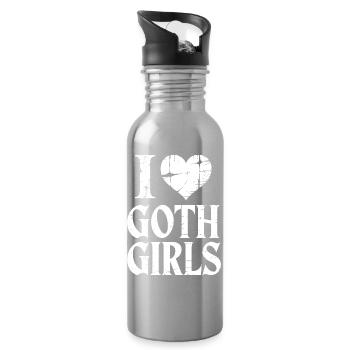Ich liebe Goth Girls - Trinkflasche mit integriertem Trinkhalm - Lightsilver - Rechts