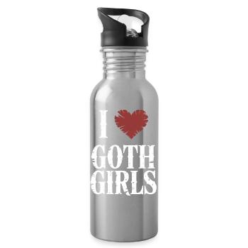 I Heart Goth Girls - Water bottle with straw - silver - Right
