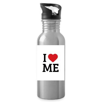 I Love Me Heart – Self-Love - Water bottle with straw - silver - Right