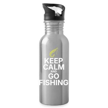 Keep Calm and Go Fishing - Water bottle with straw - silver - Right