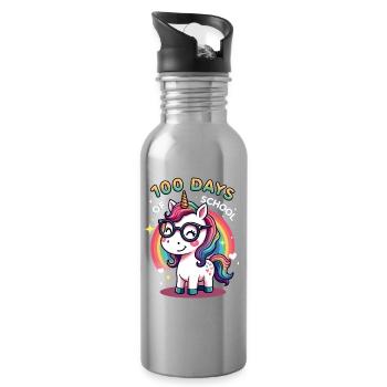 100th Day Of School 100 Day Of School Kids - Trinkflasche mit integriertem Trinkhalm - Lightsilver - Rechts