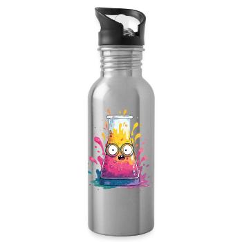 Buntes Reagenzglas Comic - Trinkflasche mit integriertem Trinkhalm - Lightsilver - Rechts