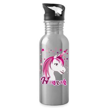 Hannah , maiden name, favorite name - Water bottle with straw - silver - Right