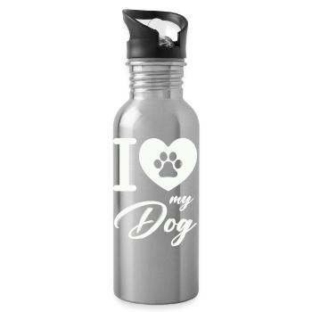 Ich liebe meinen Hund - Trinkflasche mit integriertem Trinkhalm - Lightsilver - Rechts