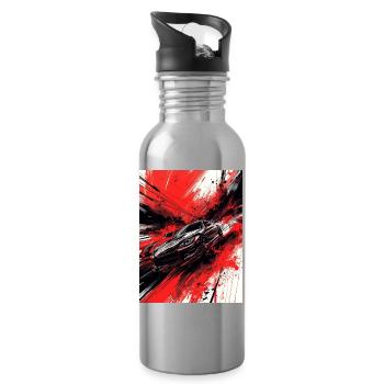 Frenzied Red Black Japan - Water bottle with straw - silver - Right
