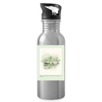 Voiture vintage avec cadre fleuri - Gourde avec paille intégrée - argent clair - Droite