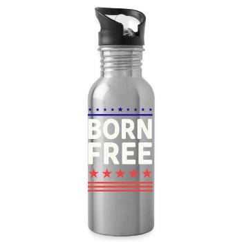 Born Free Stars & Stripes - Water bottle with straw - silver - Right