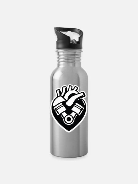 Benzin im Blut - Trinkflasche mit integriertem Trinkhalm - Lightsilver