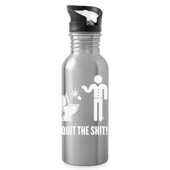 Quit The Shit! (Cannabis / Marihuana / Hanf / W) - Trinkflasche mit integriertem Trinkhalm - Lightsilver - Rechts