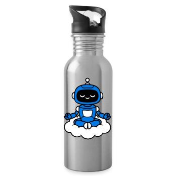AI Human Fan Club Hovering Robot - Water bottle with straw - silver - Right