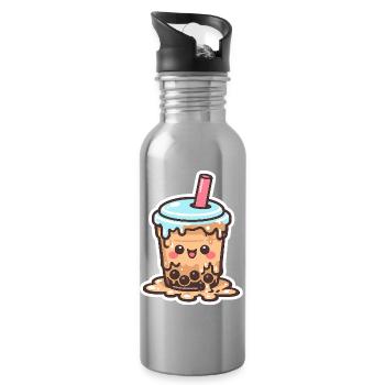Kawaii Boba Drop Mug Bubbletea - Water bottle with straw - silver - Right