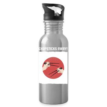 Chopsticks Away Ramen Japanese Flag  - Water bottle with straw - silver - Right
