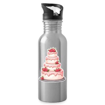 Cake Wedding - Water bottle with straw - silver - Right