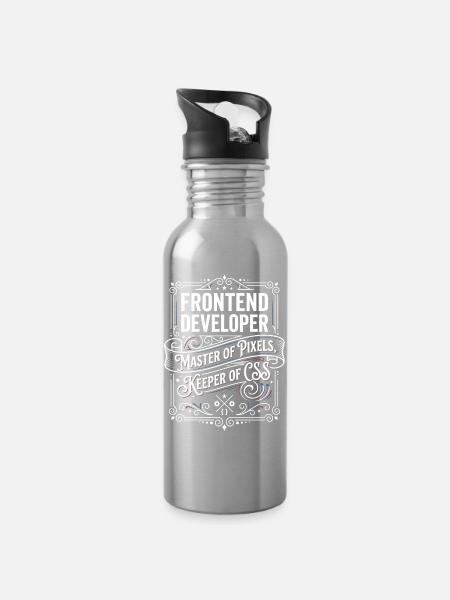 Frontend Entwickler Pixelmeister CSS - Trinkflasche mit integriertem Trinkhalm - Lightsilver