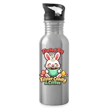 Bunny Bunny Spring Summer Easter Garden - Water bottle with straw - silver - Right