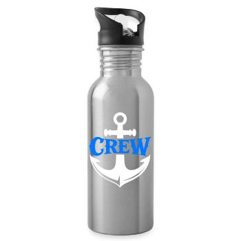Blue Anchor Crew Logo - Water bottle with straw - silver - Right