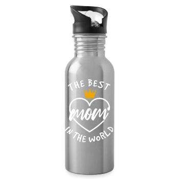 Die beste Mutter der Welt - Trinkflasche mit integriertem Trinkhalm - Lightsilver - Rechts