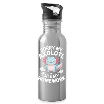 Axolotl a mangé mes devoirs - Gourde avec paille intégrée - argent clair - Droite