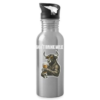 Stier Bulle Bier - Trinkflasche mit integriertem Trinkhalm - Lightsilver - Rechts