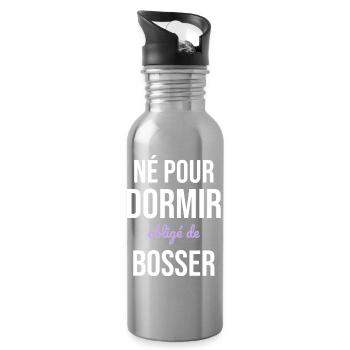 Né Pour Dormir — Obligé de Bosser - Gourde avec paille intégrée - argent clair - Droite